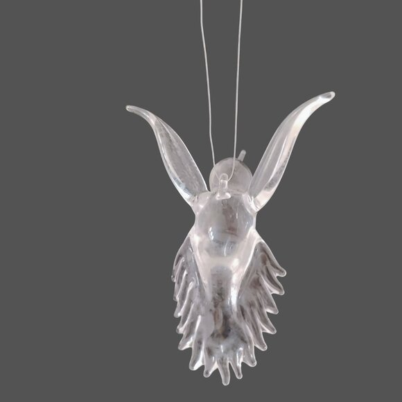 Vintage Clear Crystal Glass HUMMINGBIRD Ornament, Blue Eye Bird Sun Catcher - Picture 3 of 13